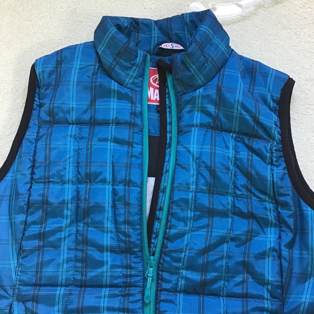 Marker Vest Vibrant Blue Plaid Winter Jacket Small Like New!
